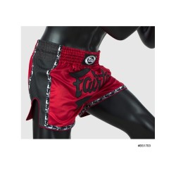 SHORT DE BOXE THAÏ ROUGE/NOIR FAIRTEX 2